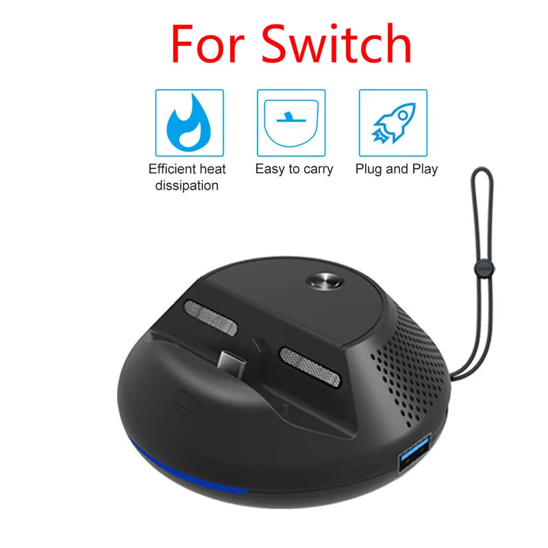 

Portable Cooling Heat Dissipation Type C TV Dock Base Converter USB 3.0 Output Station for Nintend Switch Gamepad Console