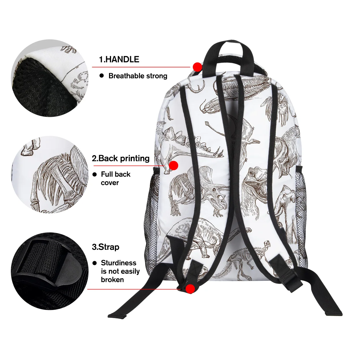 Dinosaur Illustrations Cartoon Backpack College Students Wear Resistance Laptop Book Bag Casual Sports Bags School | Багаж и сумки