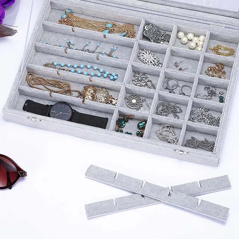 

Velvet 30 Cells Ring Earring Box Jewelry Box Displays Stacked Cover