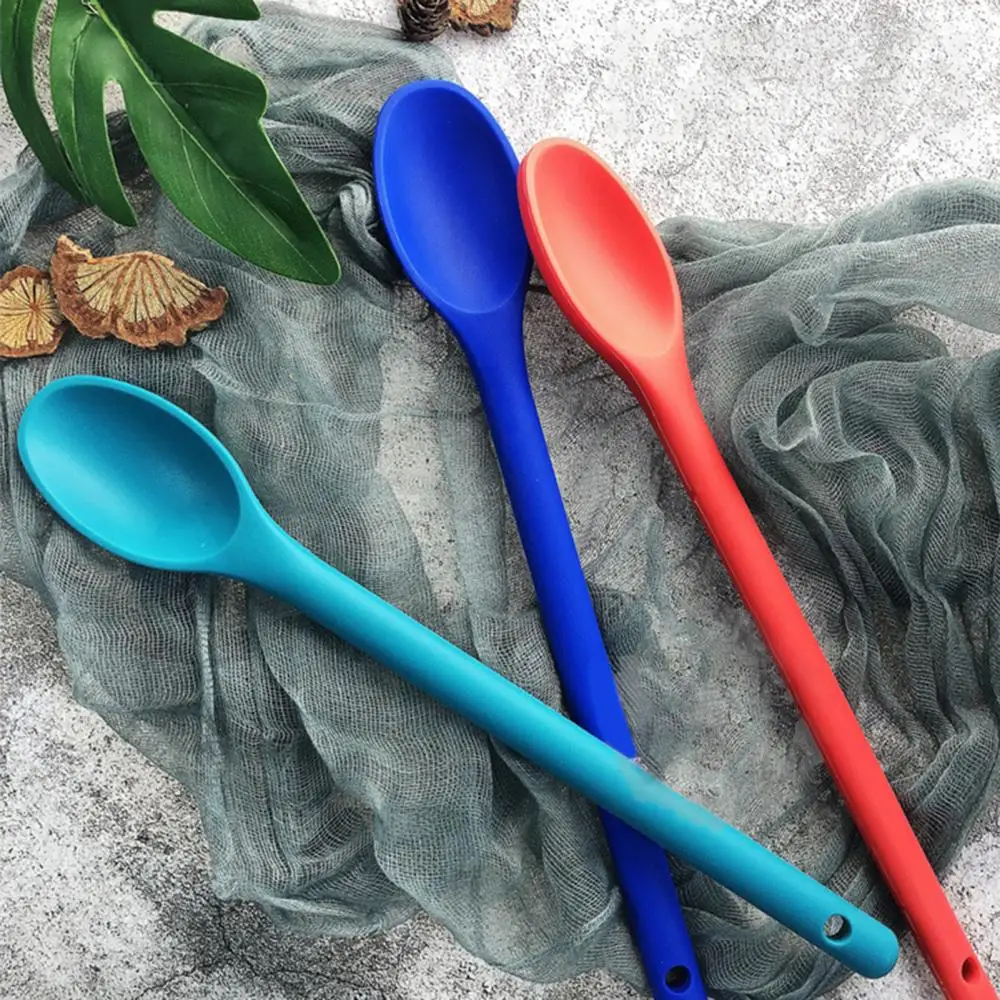 One Piece Design Food Stirring Cooking Tool Non-stick Silicone Long Handle Mixing Spoon Kitchen Utensil Tools | Дом и сад