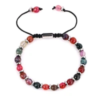 new fashion women jewelry bracelet colorful natural stone macrame bracelet bangle