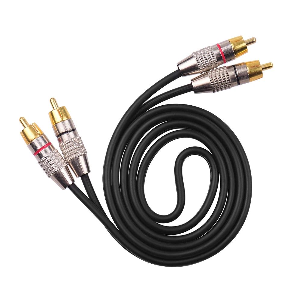 

10m Black Audio Video Connecting Wires 2RCA to 2RCA Stereo Audio Cable Shielded RCA Cords 24K Gold-Plated Compatible