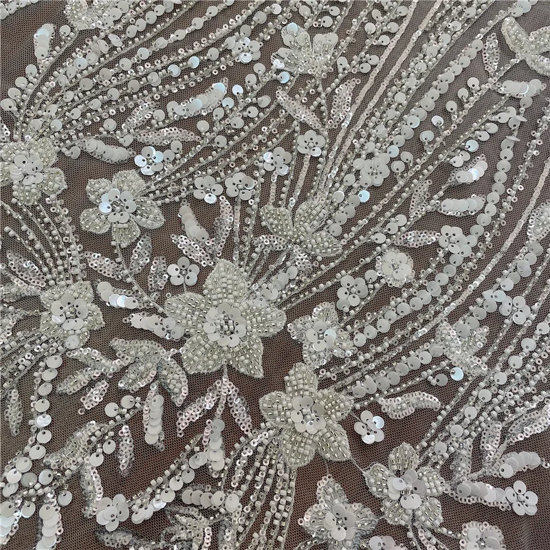 2021 New White Super Luxury Wedding Dress Gown Lace Fabric Heavy Bead Embroidery Mesh | Дом и сад