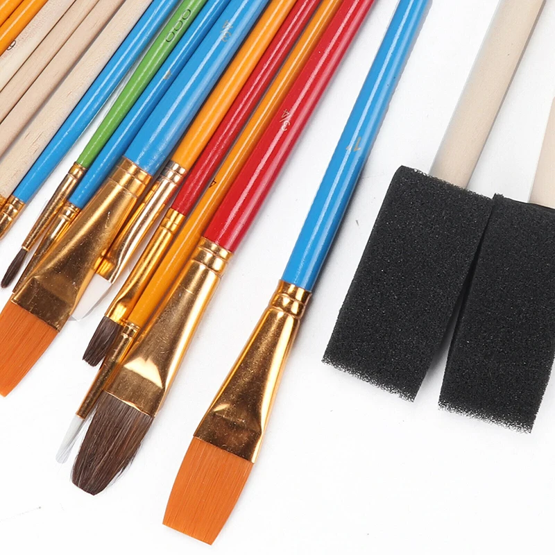 

10pcs Paint Brush Wooden Handle Nylon Hair Paint Brushes Professional Oil Watercolor Set Painting Drawing Art Supplies
