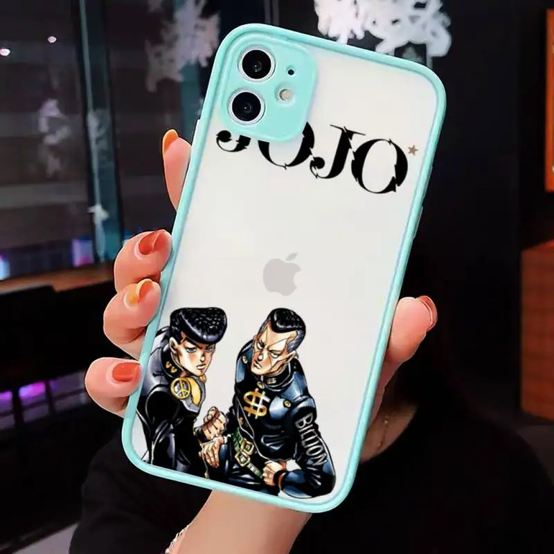

JoJo Bizarre Adventure Phone Cases Matte transparent For blue iPhone 12 Mini 11 Pro XR XS Max 7 8 Plus X Back Cover