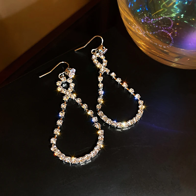 

2021 New Arrive Popular Design 14K Real Gold Water Droplets Drop Earrings for Women Charm Jewelry Zirconia S925 Silver Needle