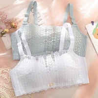 gathered soft and no steel ring bra sexy breathable girl underwear thin lace small chest simple tube top wrapped chest