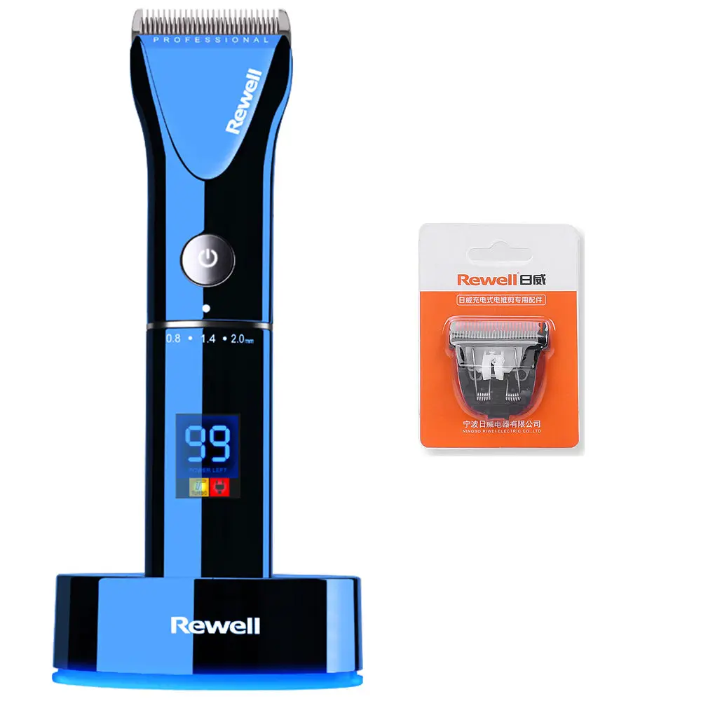 Blue Add 1pcs Blade Профессиональная электрическая машинка для стрижки волос Титан F17 перезаряжаемый триммер для волос для мужчин бритва для бороды машинка для стрижки волос светодиодный дисплей - Цвет: Blue Add 1pcs Blade