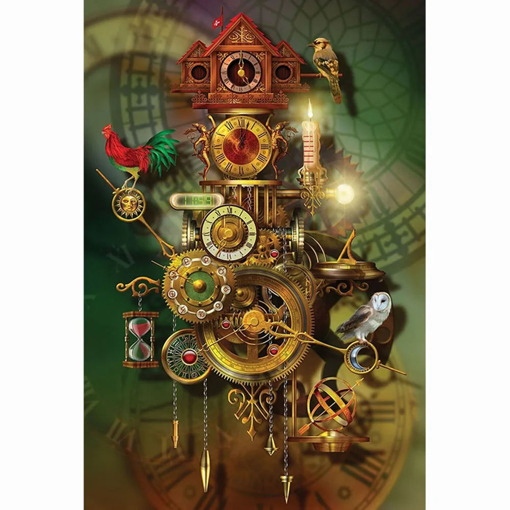 5D DIY Алмазная вышивка пейзаж мозаика птицы алмазная живопись механические часы