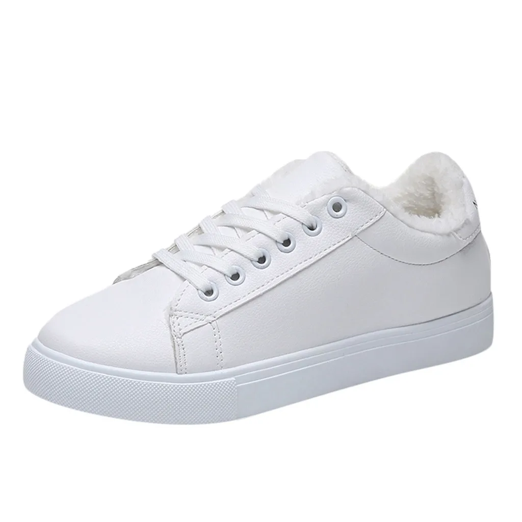 Женские белые кроссовки с коротким плюшем женская обувь на платформе модные