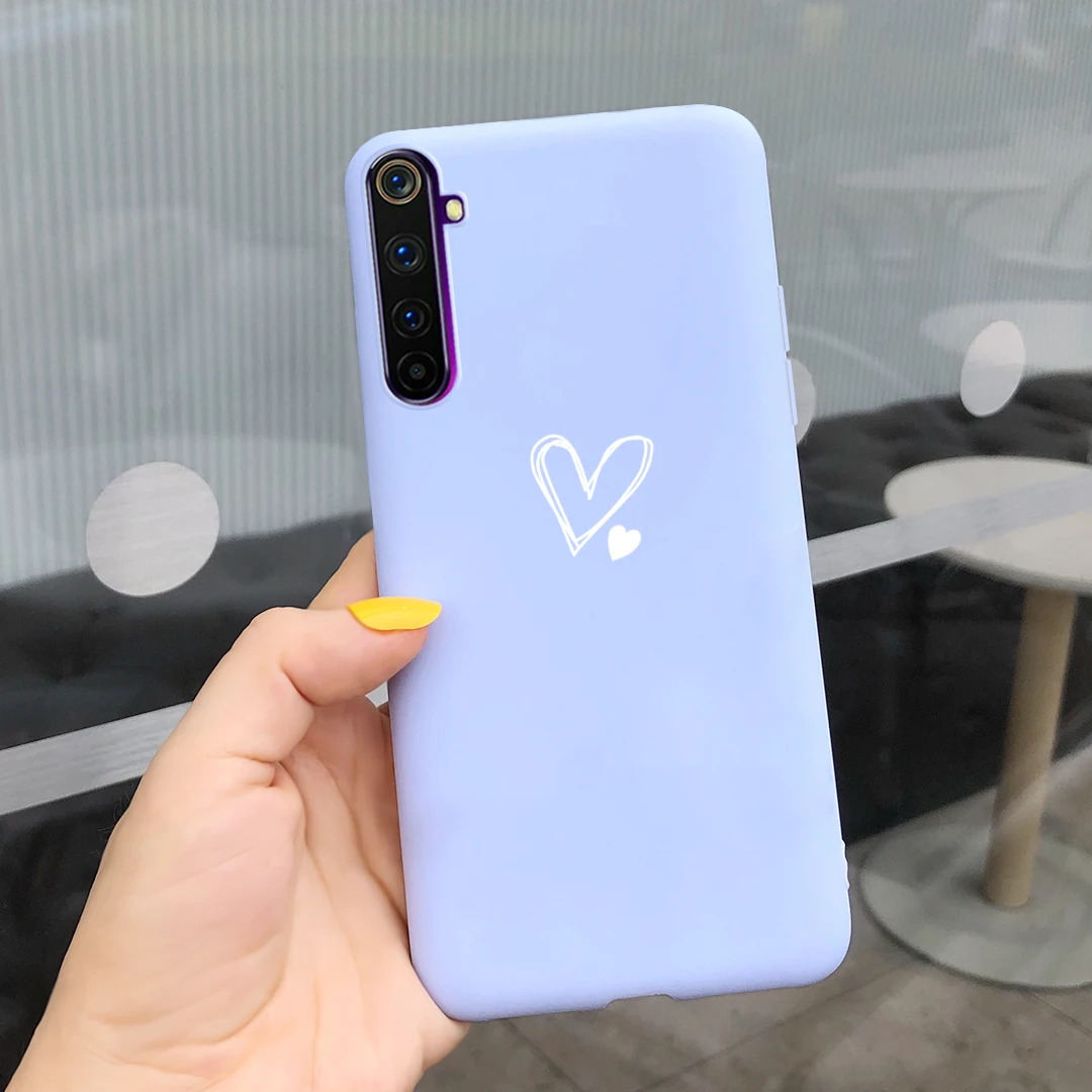 Симпатичный чехол для телефона Realme 6 6i 6S с сердечком, из матового силикона TPU на задней стенке, Funda для Realme Pro, с бампером на Realme6 i 6s.