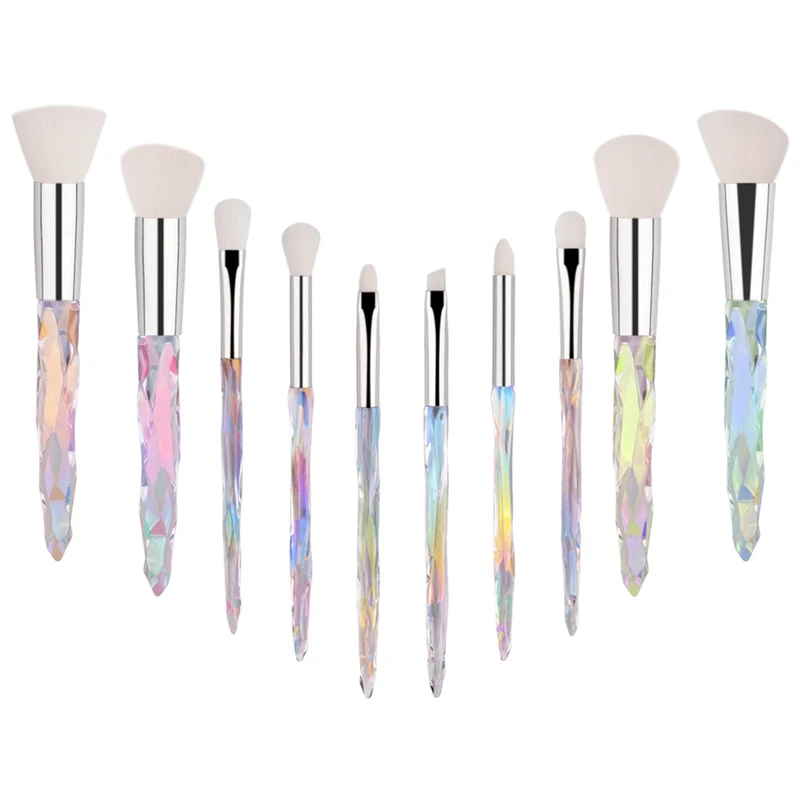 

10 Pcs Crystal Handle Makeup Brush Powder Foundation Brush Cosmetic Lip Brush Eyeshadow Brush Make Up Brush Kits