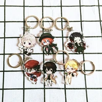 bungo stray dogs keychain double sided key chain acrylic pendant anime accessories cartoon key ring fans collection gift