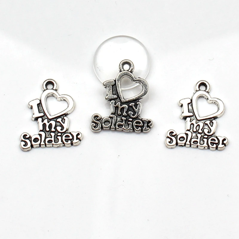 

8pcs Charms i love my soldier 20*17mm Antique Tibetan Silver Pendant Finding Accessories DIY Vintage bracelet Necklace Handmade