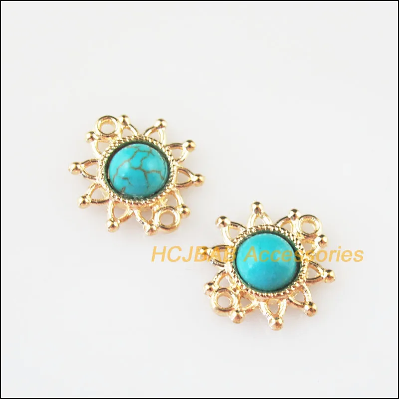 Мода 20 шт. цвета: золотистый Цвет круглые синие камни с изображением подсолнуха