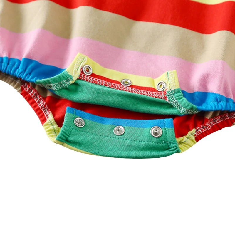 

Summer Newborn Baby Clothes Baby Girl Boy Rompers Rainbow Stripe Baby Jumpsuit