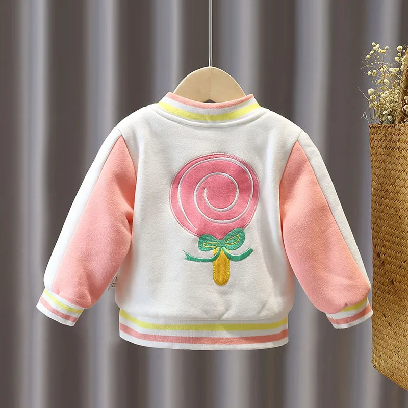 

Spring kids girl clothes baby outfit baseball cardigan thick hoodie coats for child girls clothing baby birthday sweater jackets