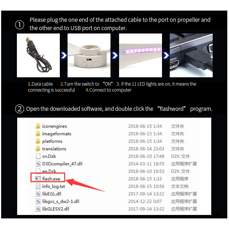 STARTRC Drone LED Flash Propellers Programmable DIY Pattern text for DJI Phantom 4 Propellers USB Charger Rechargeable blades