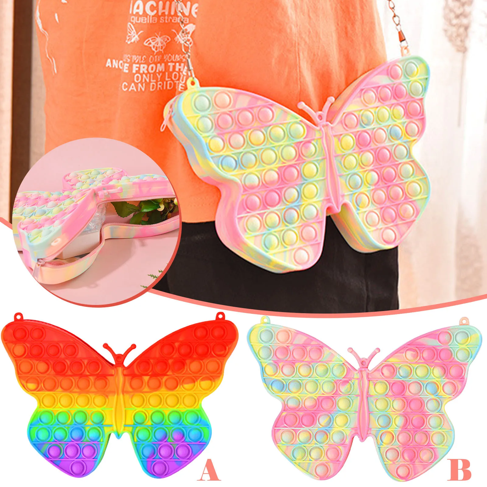 

Push Bubble Dimple Pops Its Dye Butterfly Coin Purse Cute Fidget Toys Silicone Stress Reliever Toy Give Children Christmas Gifts