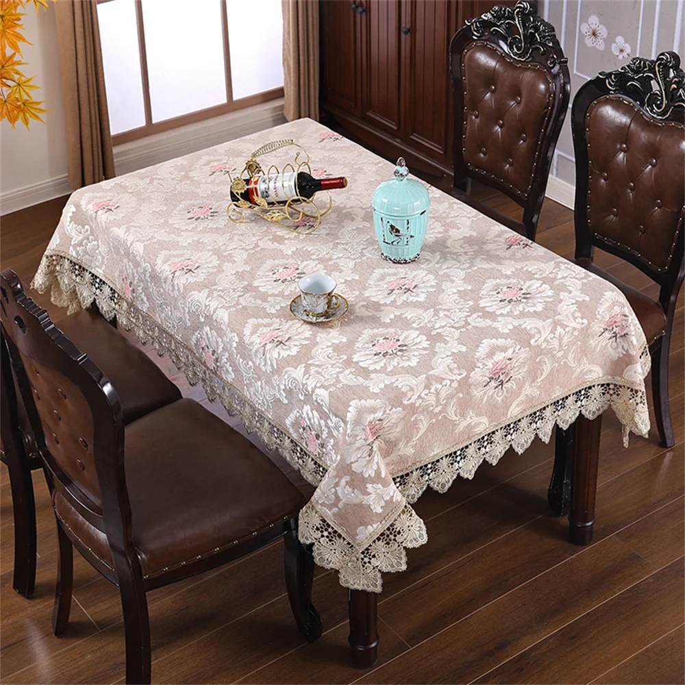 luxury european square tablecloth kitchen lace home tv cabinet coffee table cover blue pink gray coffee restaurant table cover free global shipping