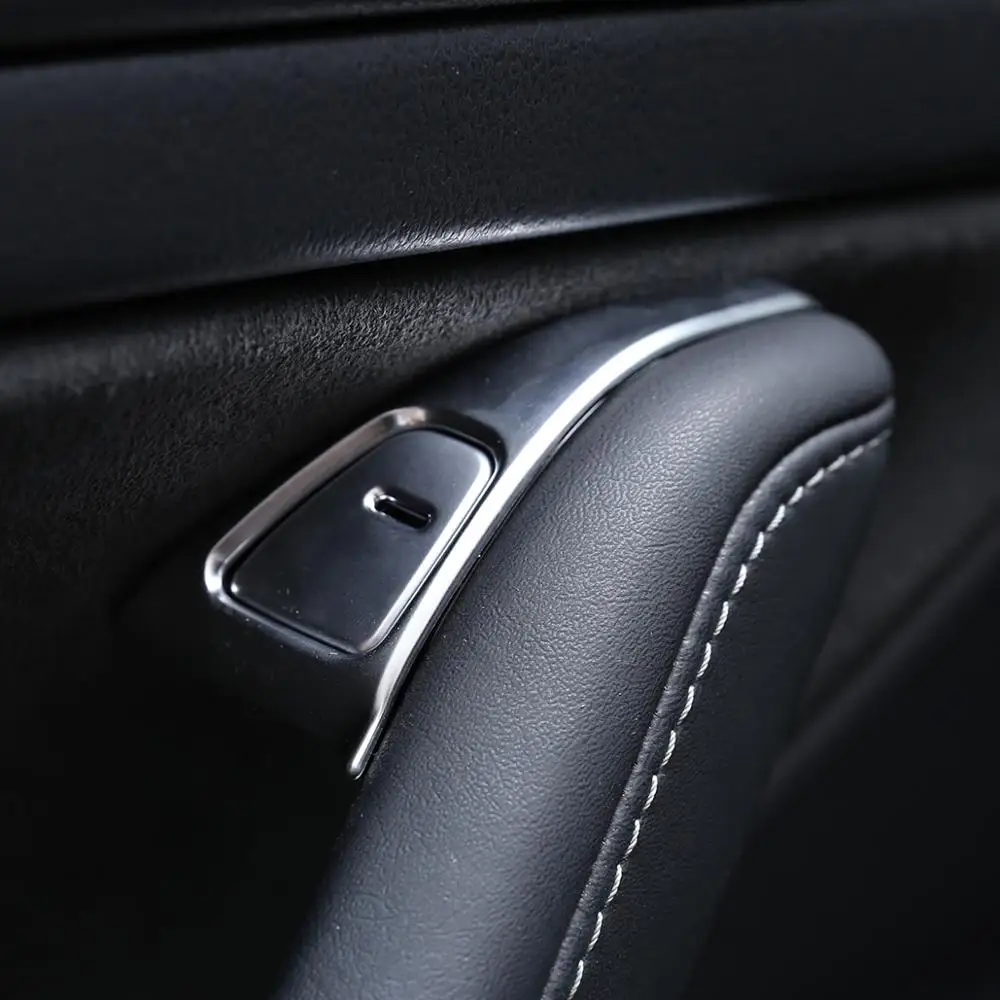 

For Tesla Model 3 18-20ABS Chrome/Carbon Fiber Texture Car Door Unlock Buttons Decoration Cover Protective Trim Car Accessories