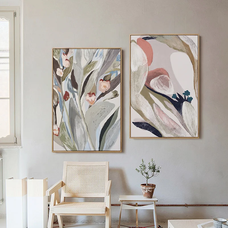 

Abstract Plants Sister Flower Wall Art Canvas Painting Nordic Poster Blue Morden Picture For Livingroom Bedroom Gift Home Decor