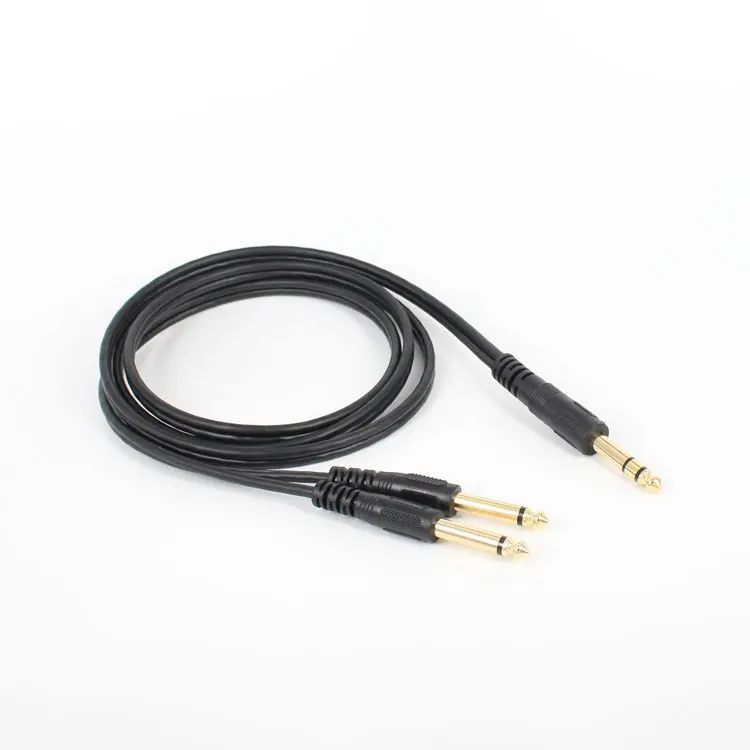Gold-plated Audio Cable Audio Splitter 6.35 Male To Male Stereo To 2 6.5 Mono Power-discharge Guitar One-two Audio Adapter 1.5m