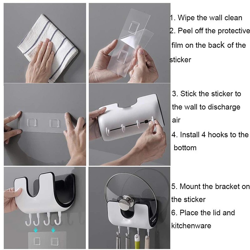 Настенная подставка для сковороды кухонный Органайзер с крючками