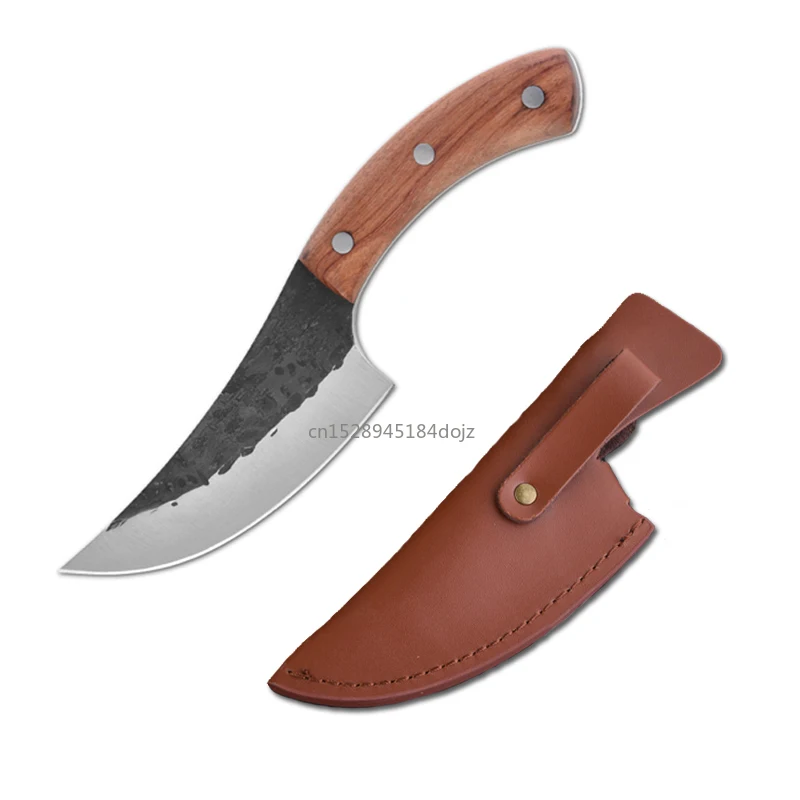 

High carbon steel forging knife hand-made sliced with kitchen knife, butcher knife Outdoor Camping Multi kitchen Knives 24.5cm