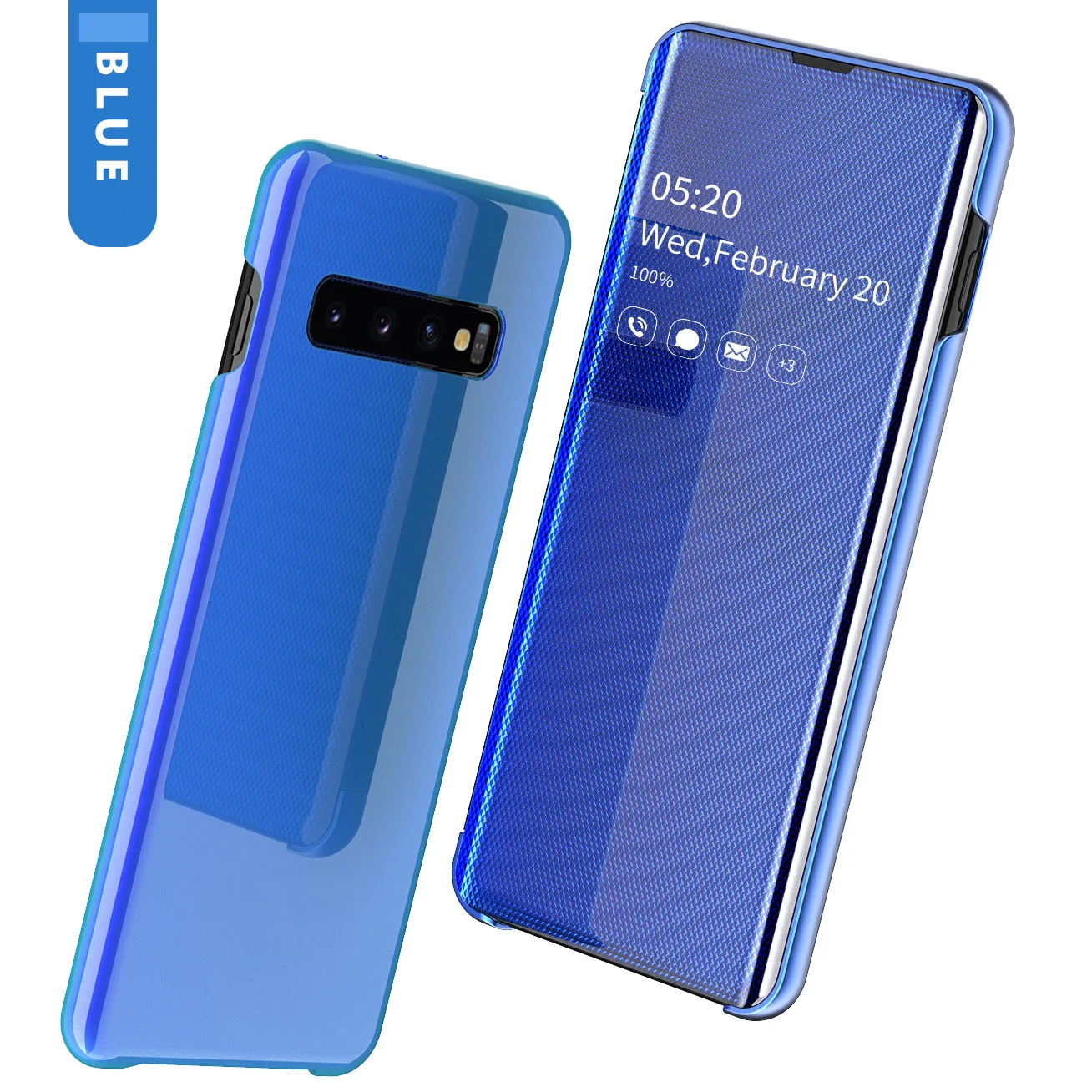 Умный зеркальный Чехол С Откидывающейся Крышкой для samsung Galaxy Note 10 S10 S8 S9 плюс S10e S7 Edge Note 8 9 A50 A30 A70 A7 оригинальная крышка - Цвет: Blue