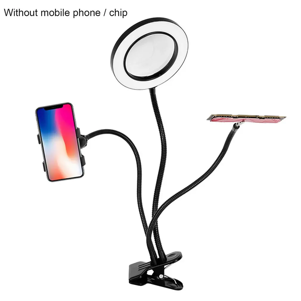 

Third Hand Tool Soldering Stand with 10X Magnifying Glass Desktop Illuminated Magnifier Phone Auxiliary Clip Welding Repair Tool