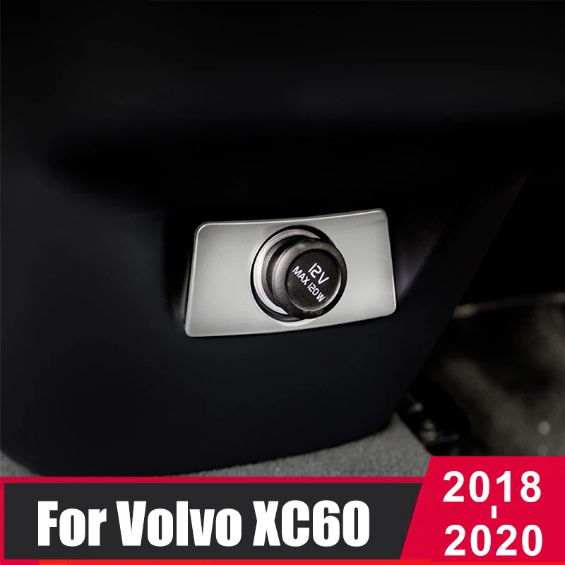 

Задний подлокотник автомобиля из нержавеющей стали, отделка порта прикуривателя, блестки, наклейка для Volvo XC60 2018 2019 2020, аксессуары