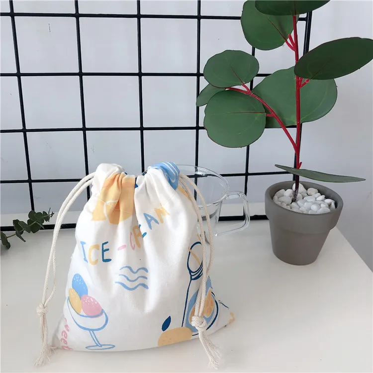 Холщовая мини-сумка на шнурке с принтом 3 шт. | Багаж и сумки