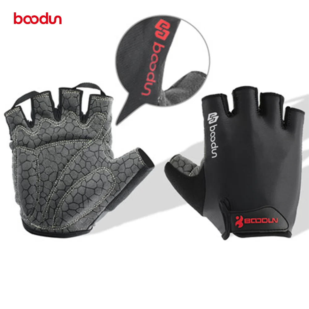 

Boodun Upgraded Fitness Gloves Half Finger Weight Lifting Training Silicone Non-slip Bicycle Gloves SBR Palm Bicycle Gloves