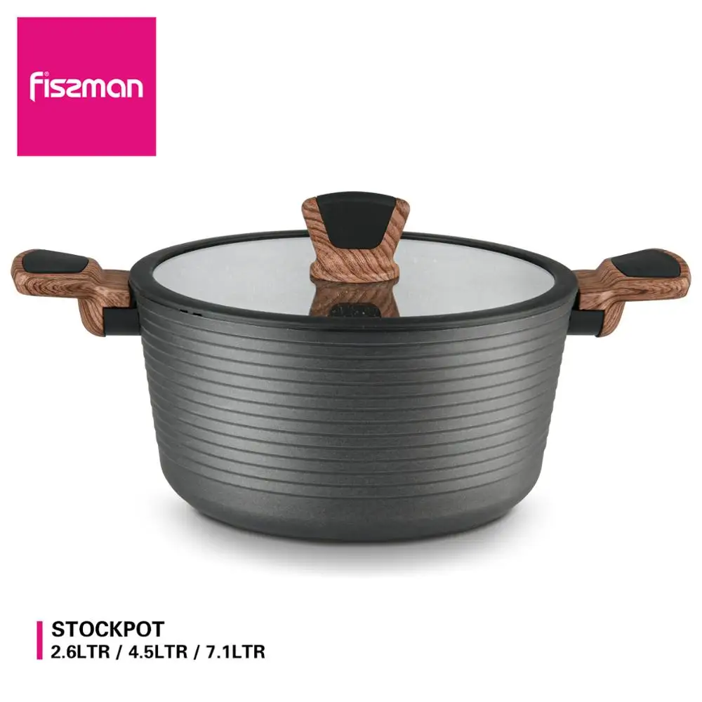 

FISSMAN Алмазная серия, котелок с крышкой Greblon C3, гранит, антипригарное покрытие, алюминиевая Индукционная посуда