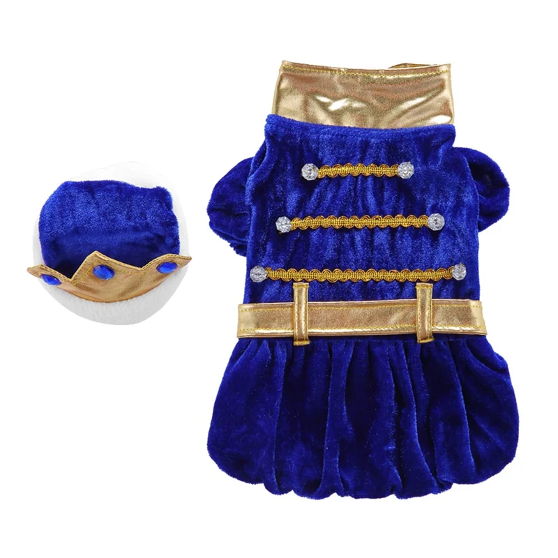

Dog Coat Halloween Cosplay Costume Funny Princes Outfits Set 2-legged Coat with Hat For Dogs