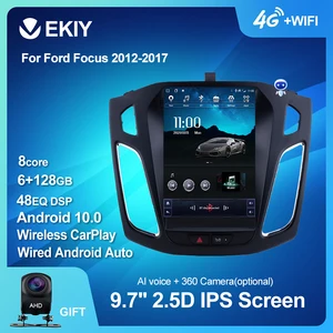 ekiy android 10 car gps for ford focus 2012 2017 navigation radio stereo multimedia vertical tesla screen bt 2 din no dvd player free global shipping
