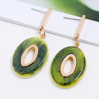 small size oval shape gold plated stainless steel earrings