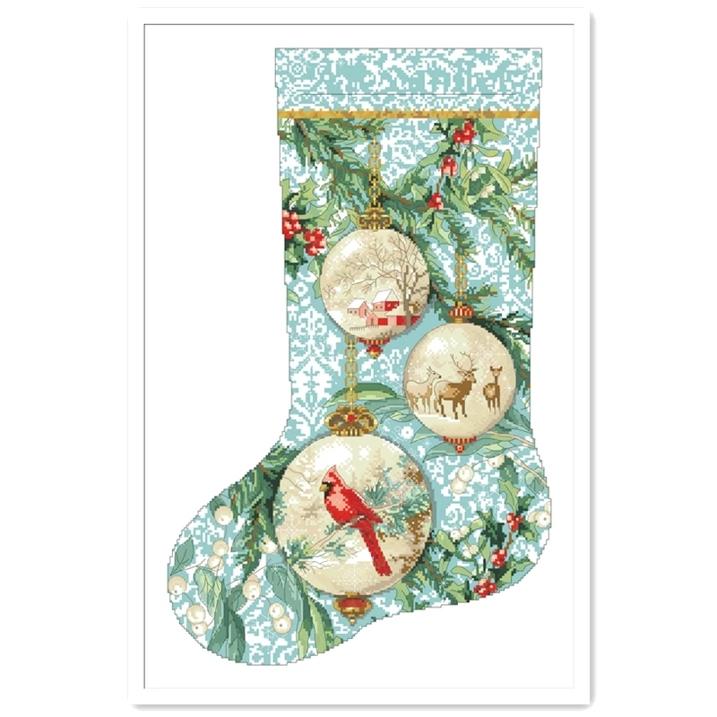 

Enchanted Ornament X-mas stocking cross stitch kit package 18ct 14ct 11ct cloth cotton thread embroidery DIY handmade needlework