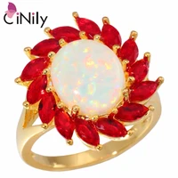 cinily created white fire opal garnet yellow gold color wholesale hot sell for women jewelry ring size 6 10 oj6159