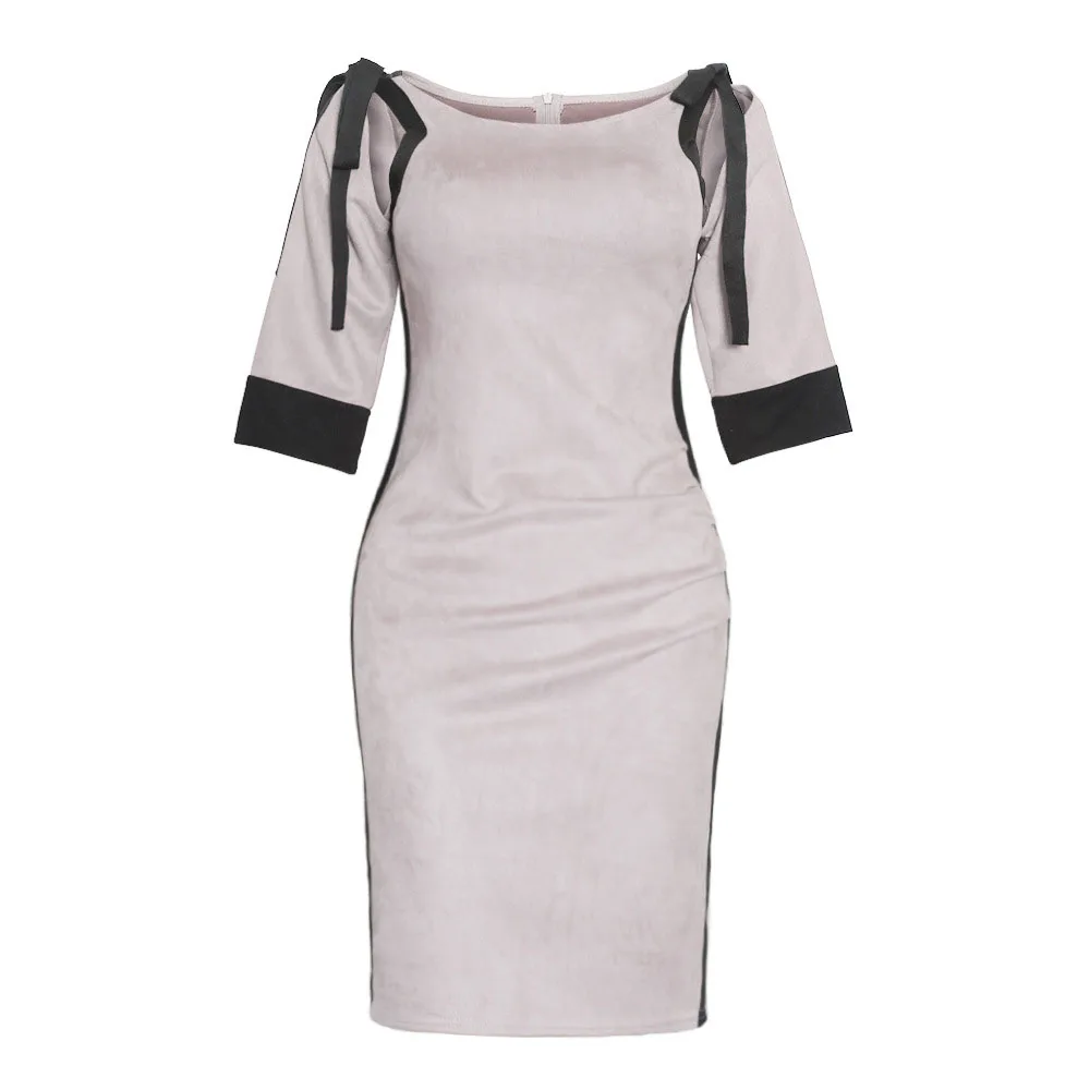

African Style Women Party Dress High Waist Vintage Bodycon Flannel Dress Above Knee O Neck Vestidos Female Patchwork OL Dresses