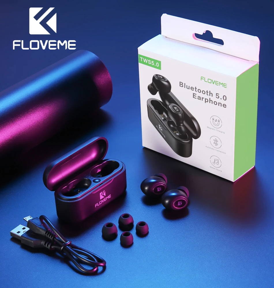 TWS наушники FLOVEME с поддержкой Bluetooth 5 0 и зарядным футляром|Наушники гарнитуры| |