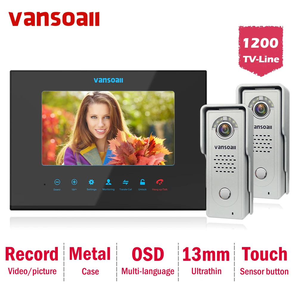 Система видеодомофона VANSOALL 7 дюймов 1200TVL|Видеодомофон| |