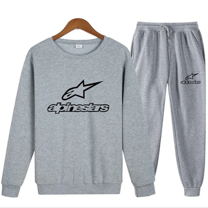 

Alpinestars Leisure Brand New Spring Autumn Men's Clothes + Pants Leisure Round Suit Letter Printing Sports 2Pieces Clothing