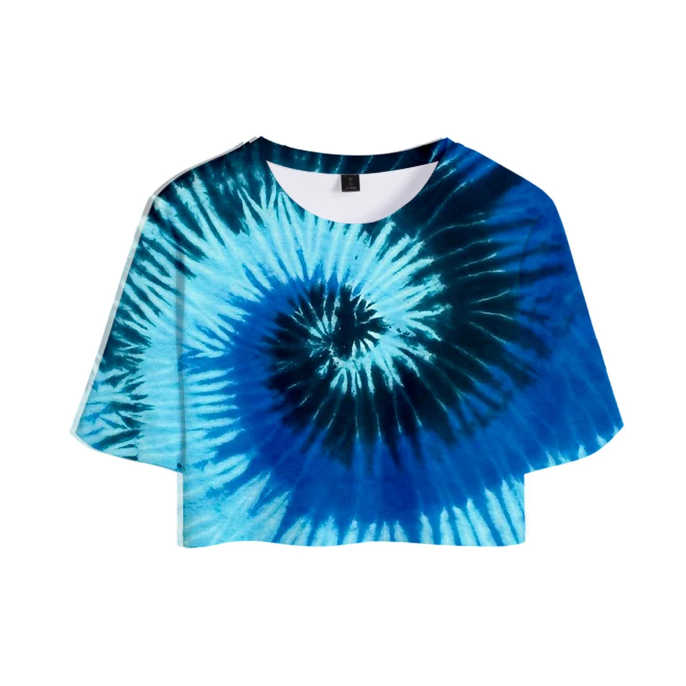 

Women Crop Tops Paisley Tie Dye 3D Printed Fashion Casual Summer Short Sleeve T-shirt Streetwear Tshirt Jogger Beach Cool