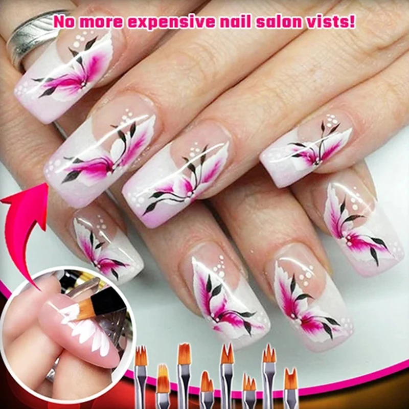 

High Quality 8pcs Flower Nail Art Brush Pen Gel UV Nail Painting Design Flower Drawing Pen