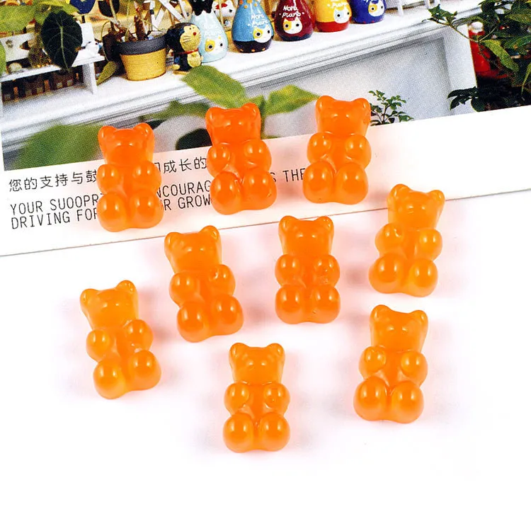 Orange Bears 20-100 шт милые медведи плоское заднее плоское украшение из смолы цвет DIY ремесла поставки телефон нашивка в виде ракушки искусство материал детские игрушки аксессуары для волос - Цвет: Orange Bears