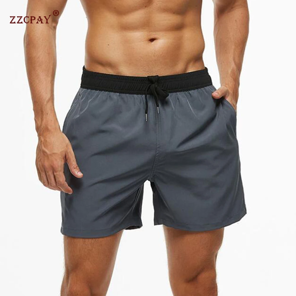 

2020 Mens Surf Swim Trunks Quick Dry Shorts Casual Cotton Workout Elastic Men Mesh Lining Drawstring Beach Shorts With Pockets