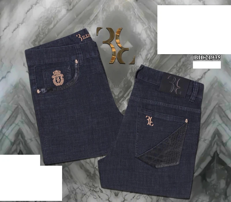 

BILLIONAIRE Jeans Men 2021 summer new 100% cotton letter high quality elasticity Crocodile pattern size 31~40 free shippng