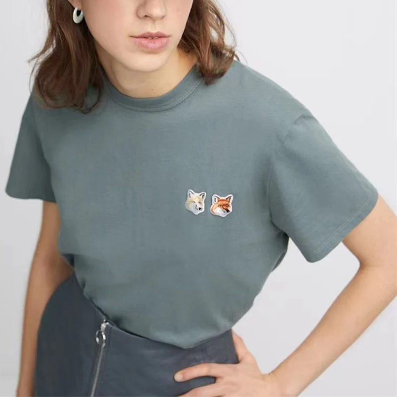 Футболка женская с круглым вырезом коротким рукавом и принтом лисы 2021 #4|Футболки|
